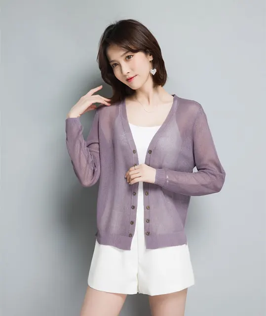 Summer Women Knitting Thin Cardigan 