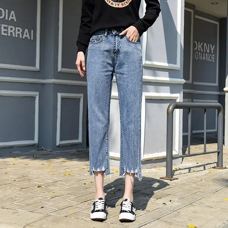 High Waist Straight Jeans Pants Women 