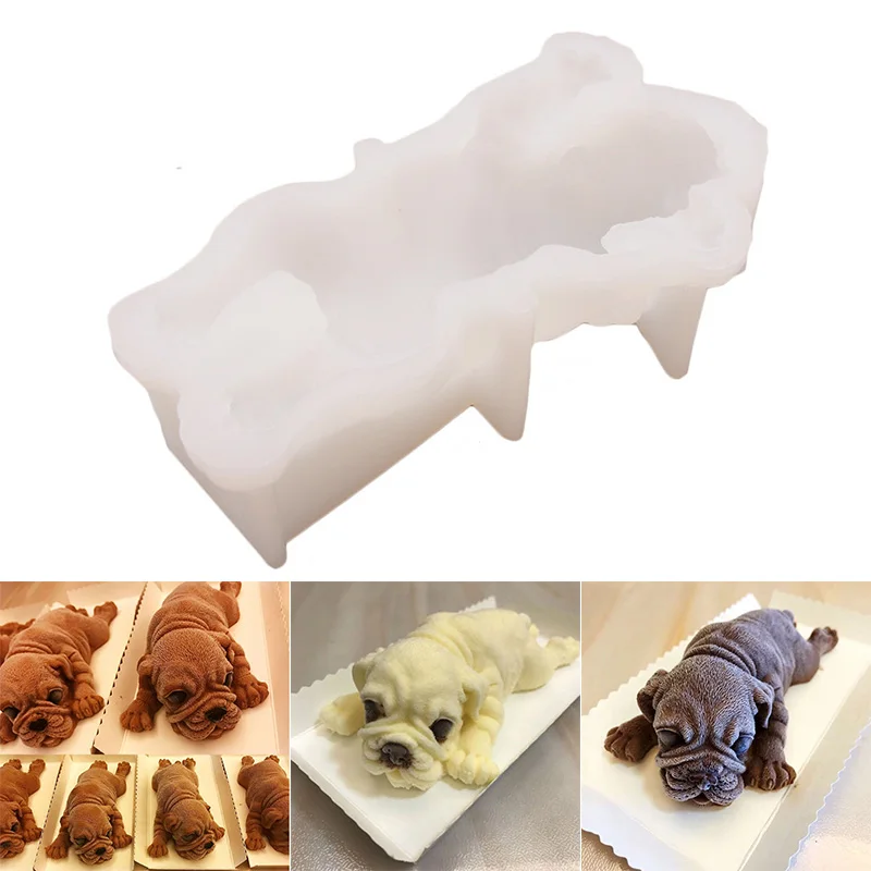 3D Silicone Mold Shar Pei Dog Mousse Cake Mold Ice Cream Pudding Mold Cake  Decoration Accessories Tools Ice Cubes Mould