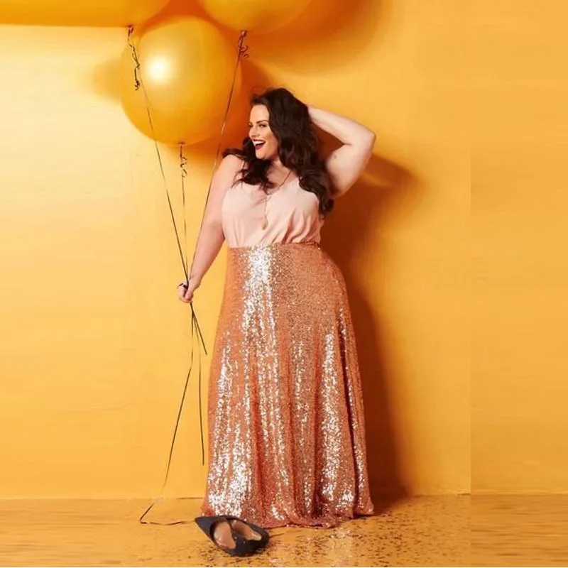 Gold sequin pencil 2024 skirt plus size