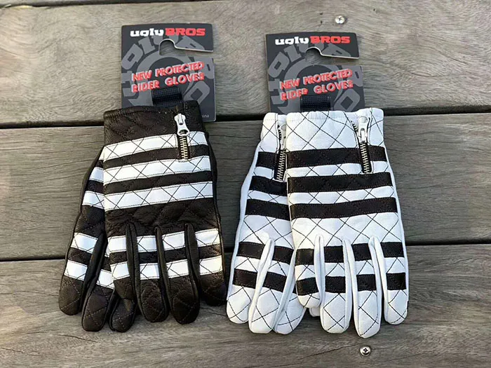 black and white motorcycle gloves