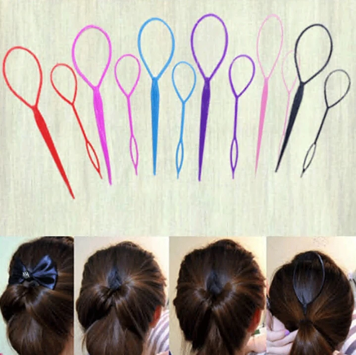 Plastic Hair Loop Styling Tool Magic Topsy Tail Hair Braid Ponytail Styling  Clip Bun Maker For Girls Hairstyles