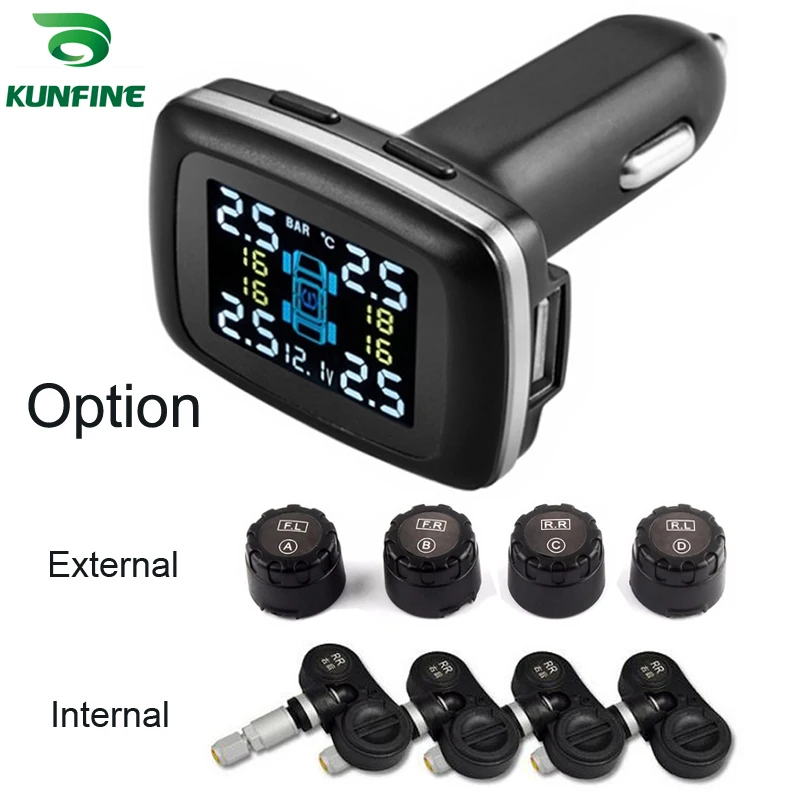 Smart Car TPMS Tire Pressure Monitoring System cigarette lighter Digital LCD Display Auto Security Alarm Systems Tyre Pressure-animated-img