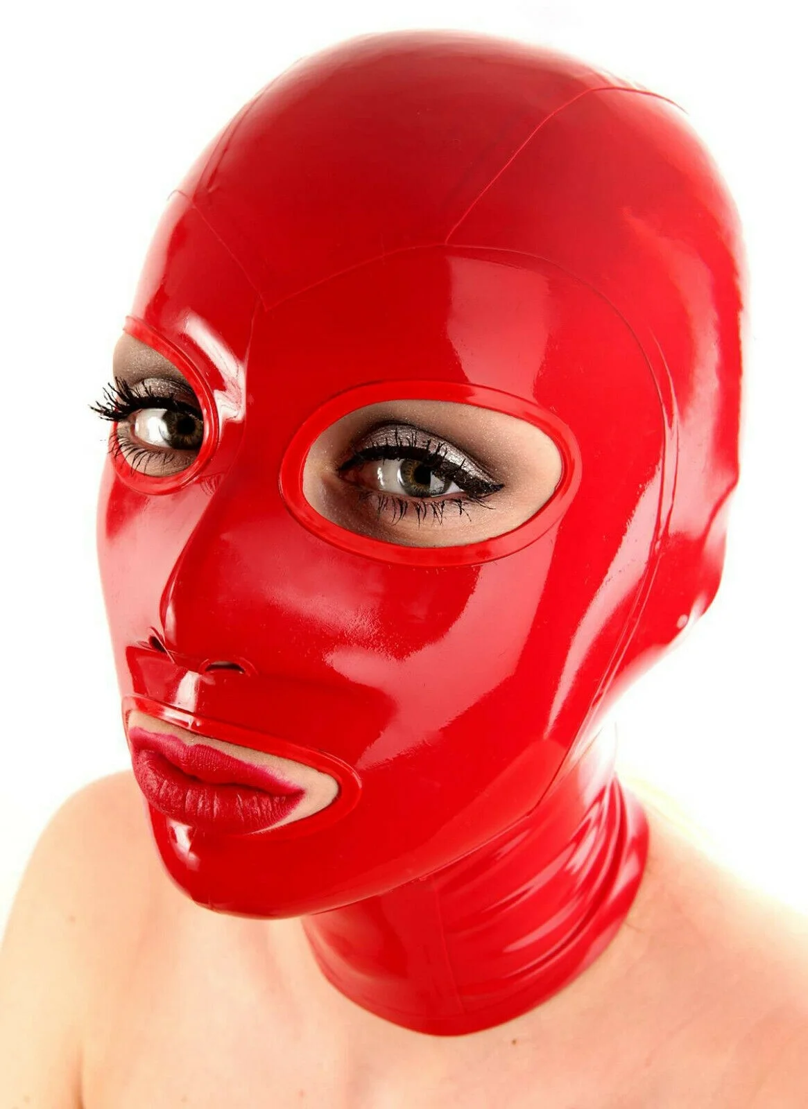 קנו אביזרי מין | Latex Hood Mask Cosplay Party Wear Rubber Unisex Mask bdsm  mask bdsm bondage restraints sex toys for couples latex mask fetish