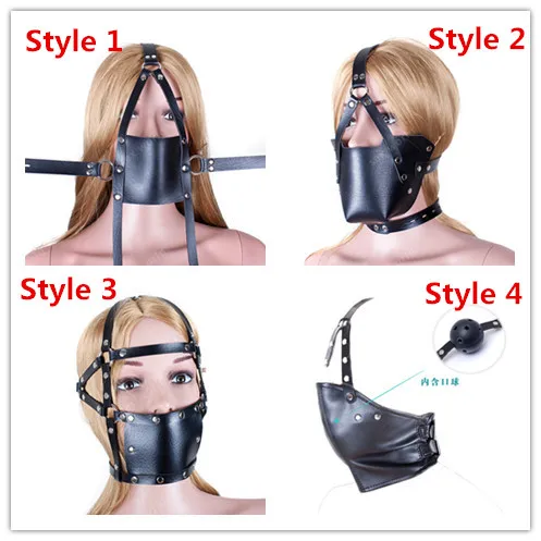 Αγορά Sex products | Mouth Gag Black PU Leather Harness Anti-spit Mask Full  Head Harness Mouth Mask Gag Muzzle Bondage Restraint Sex Toys 4 Styles
