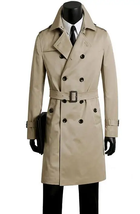 Male trench coat men's clothing plus 