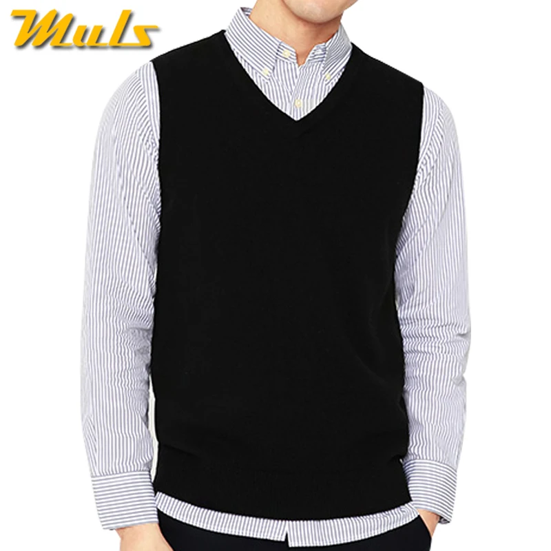 Cotton Knitted Vest Sweater Basic Male 
