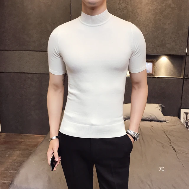 t-shirt Knitted short sleeves top men's 