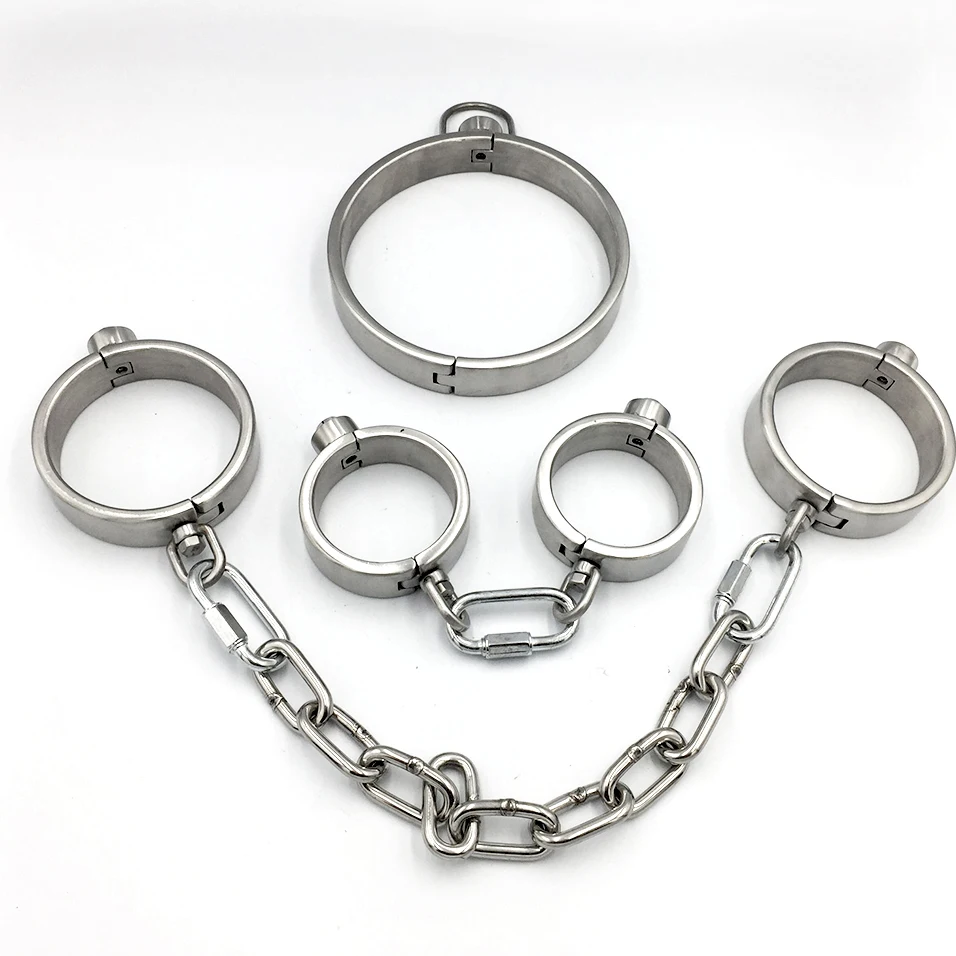 Купить Секс товары | Metal slave collar hand ankle cuffs shackles bondage  restraints handcuffs adult games fetish stainless steel bdsm tools sex toys