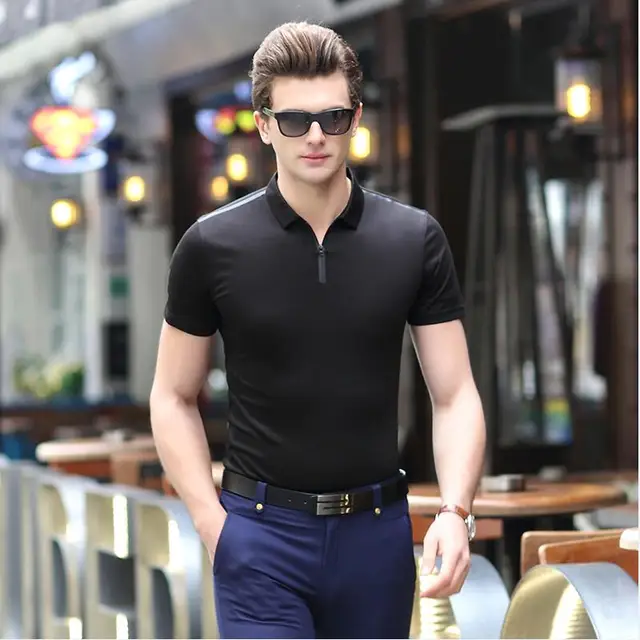 mens zip collar polo shirt