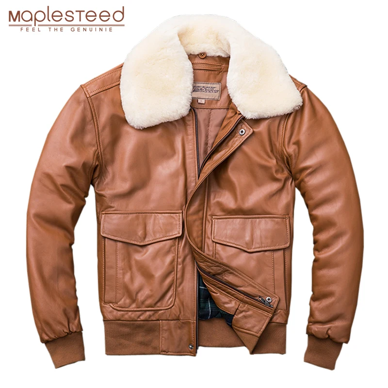 Sheepskin Leather Jacket Men Air Force 