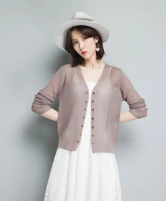 Summer Women Knitting Thin Cardigan 