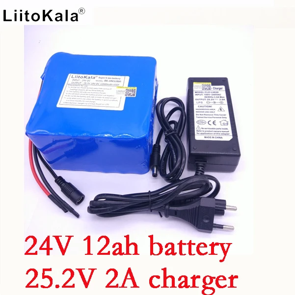 LiitoKala 24v 12ah 6S6P lithium battery pack 25.2V 12000mah battery li-ion for bicycle battery pack 350w e bike 250w motor +2A-animated-img