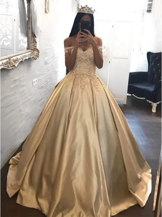Gold Princess Quinceanera Dresses 
