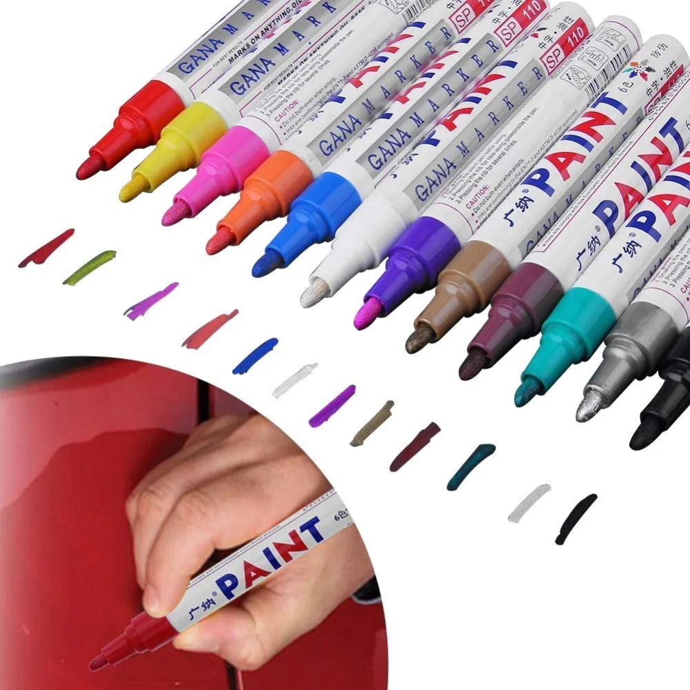 8 Colors White Waterproof Rubber Permanent Paint Marker Pen Car