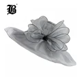 [flb] אופנה אלגנטית כובעי כנסייה לנשים כובע פרחים קיץ גוראס כובע שמש חתונה קנטקי דרבי רחב שוליים חוף הים