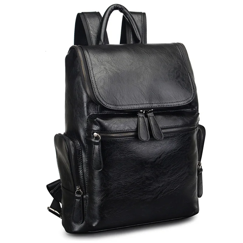 Black backpack mens leather Clearance
