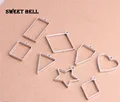 Sweet Bell 16pcs mix heart star oval rectangle triangle charm Hollow glue blank pendant tray bezel charms  DIY Handmade 12C12D preview-3