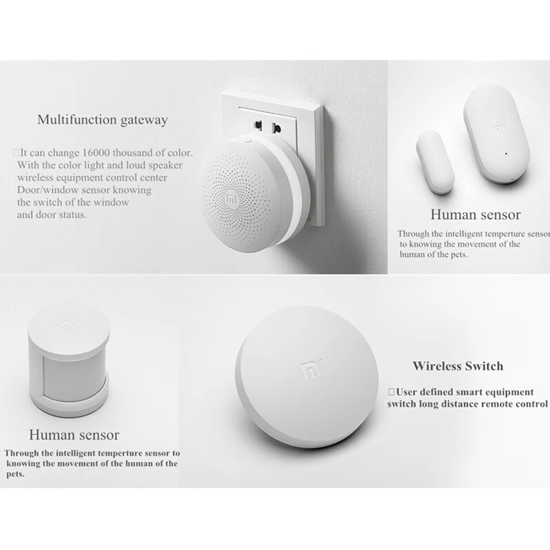 Xiaomi gateway 3 Zigbee Wi-Fi Bluetooth / Human body Smoke / Doors and  Windows / Water immersion / remote