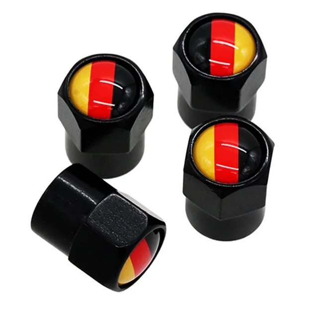 HAUSNN 4Pcs/Pack Car Accessories for VW Audi Benz BMW Germany Flag Logo Sticker Wheel Tire Valve Caps Stem Covers Auto Styling-animated-img