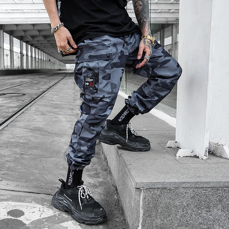 cargo pants blue camo