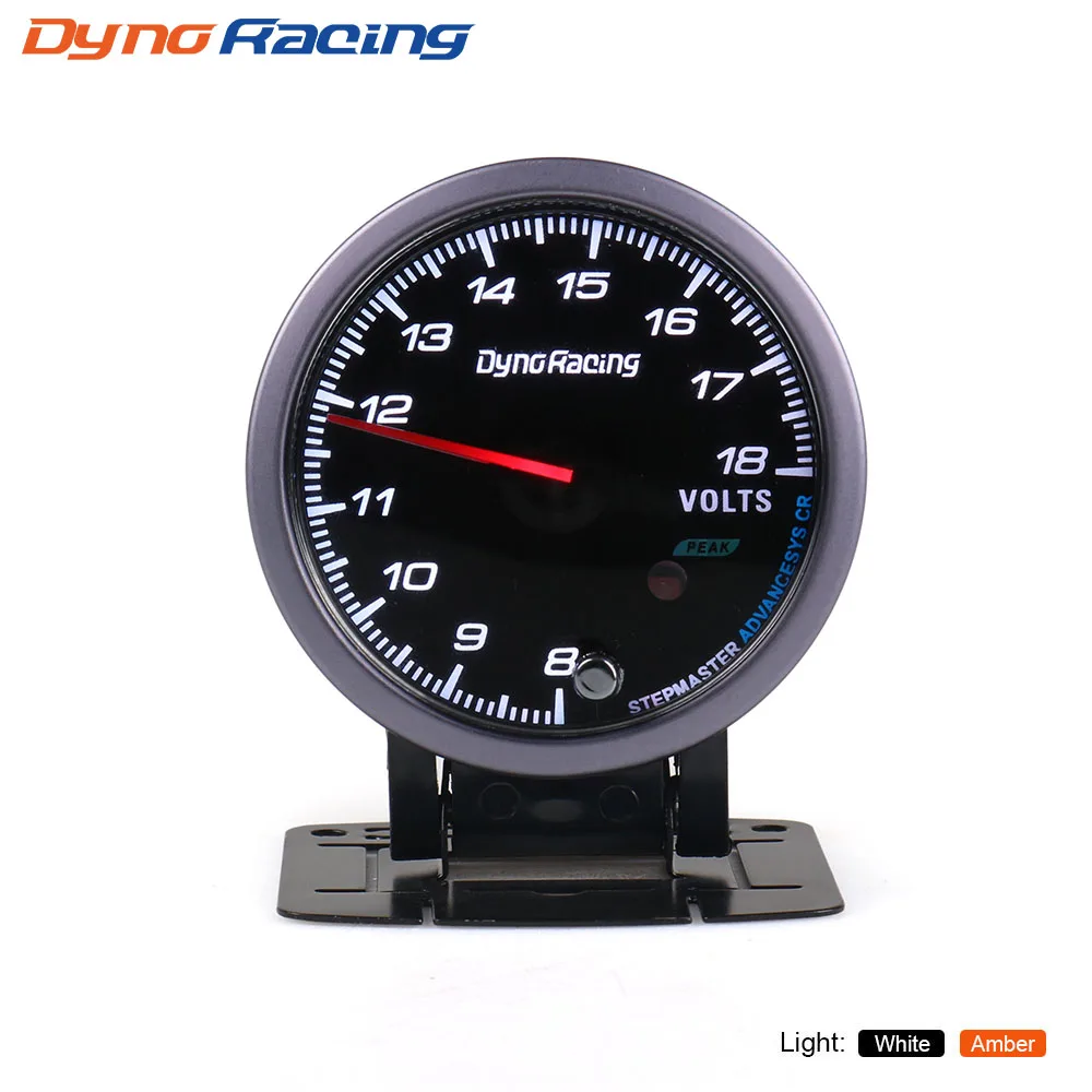 Dynoracing 60MM Voltage gauge Black Face Voltmeter with Amber & White Lighting 8-18V Car meter BX101483-animated-img