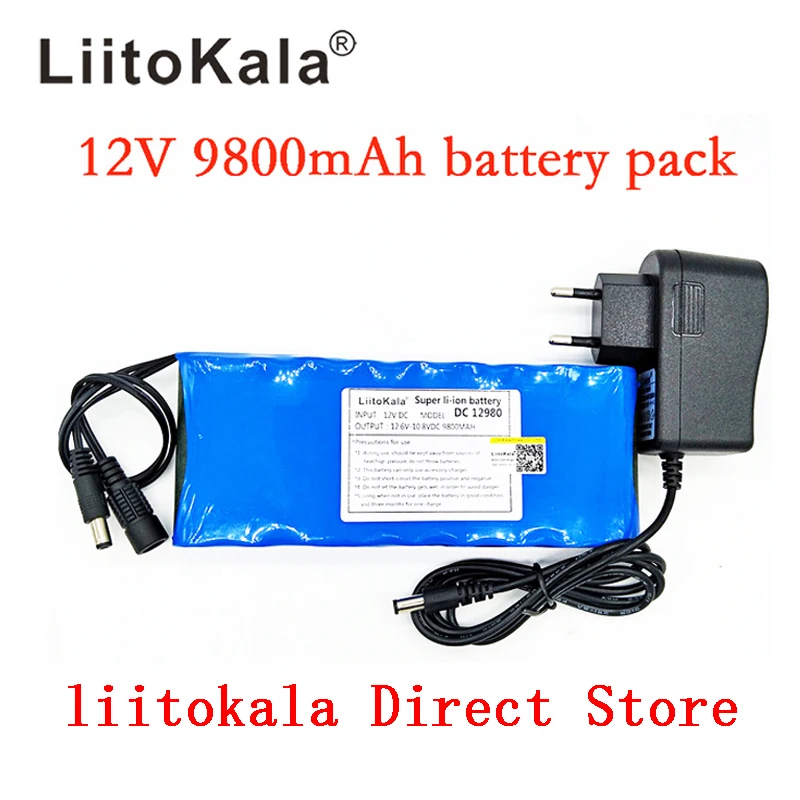 Liitokala New 12V 9800mAh battery pack lithium ion camera camera battery and 12.6V 1A charger eu / us plug-animated-img