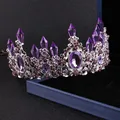 Noble Purple Crystal Bridal Jewelry Sets Necklaces Earrings Crown Tiaras Set African Beads Jewelry Set Wedding Dress Accessories preview-3