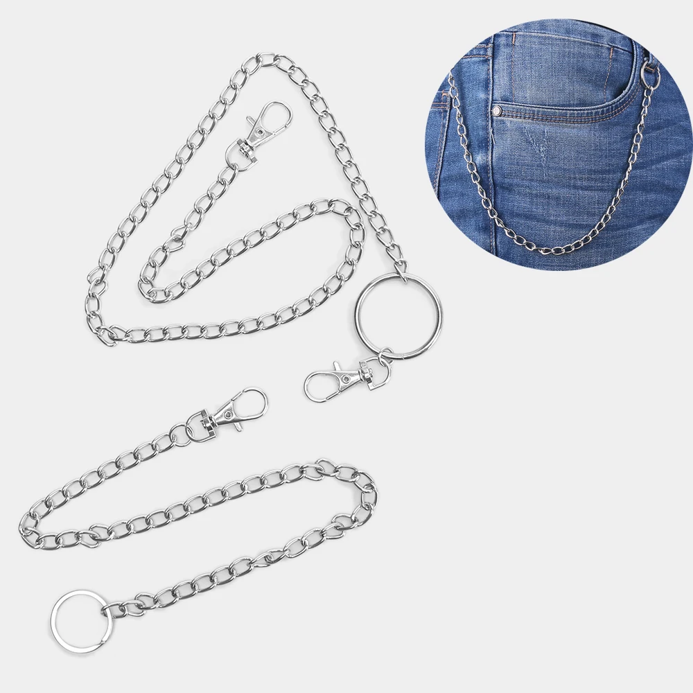 קנו ערכות תכשיטים  1PC Long Trousers Hipster Key Chains Punk Street Big  Ring Metal Wallet Belt Chain Pant Keychain Unisex HipHop Jewelry Nice Gift