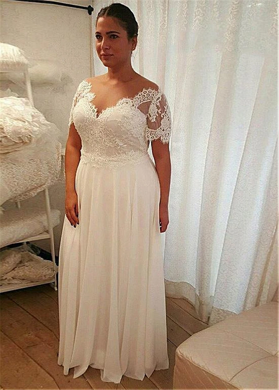 Chiffon A-line Plus Size Wedding Dress 