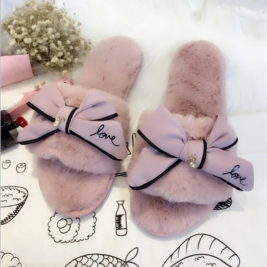 womens designer fur slides