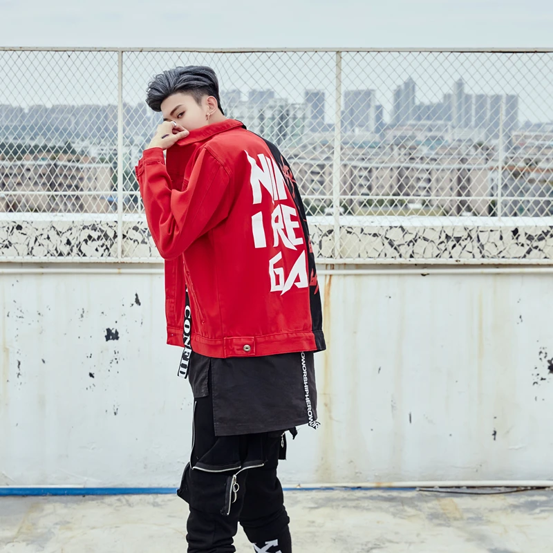 Hip Hop Men motorcycle Denim Jacket