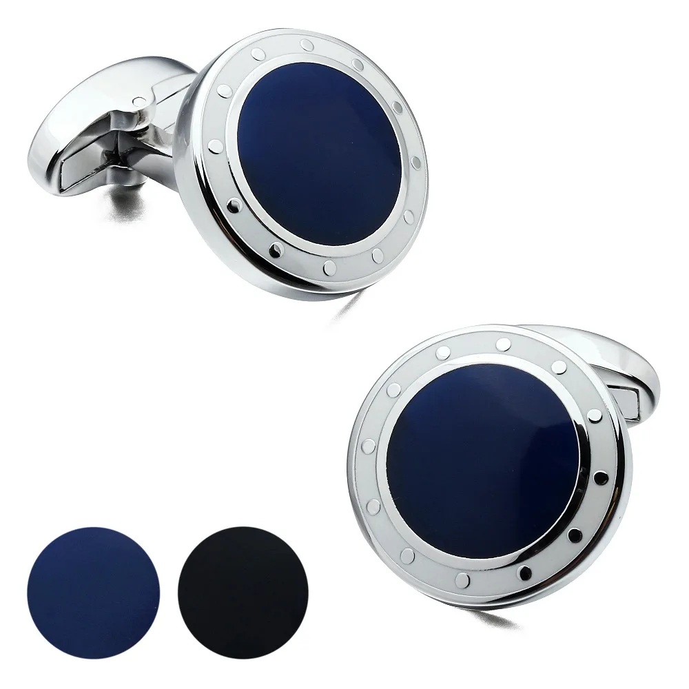 HAWSON Luxury Men's cufflinks Blue&Black Cuff links Designer French Shirt Cuff for Sale Navy cufflinks for mens