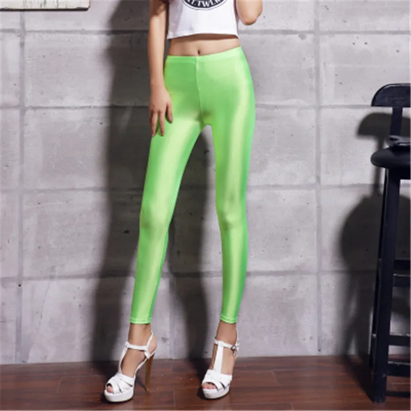 CUHAKCI 2023 New Summer Leggings Shiny Neon Short Pants Fashion