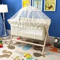 nature wood  baby crib baby cradle bed  small rocking bed multi-function children's bed mosquito net free gift easy fold preview-1