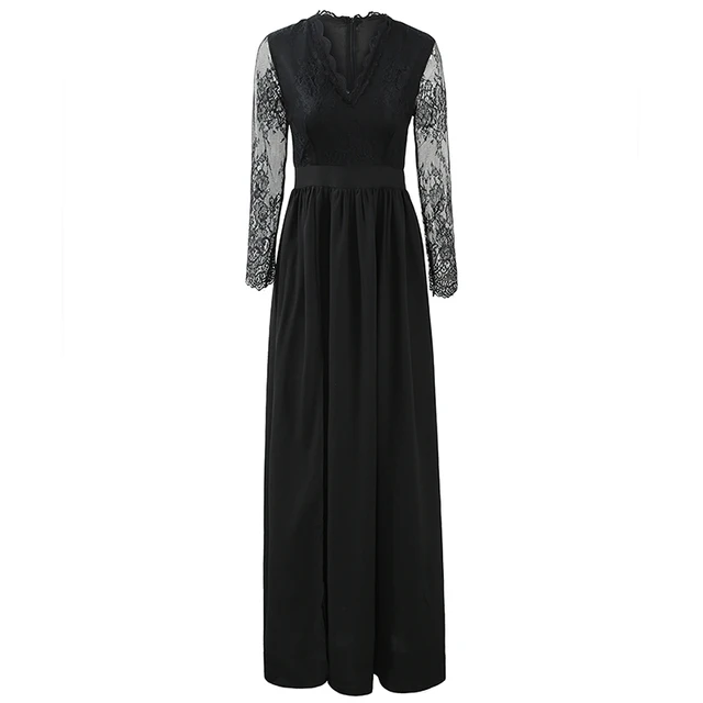 Balck Lace Dress Women Sexy Deep V Neck 