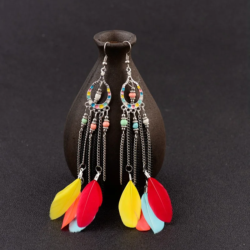 Flipkart.com - Buy CHIKA Quirky Peacock Feather Earrings Fabric Drops &  Danglers Online at Best Prices in India