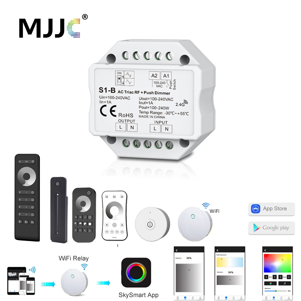 TRI-C1WR AC Triac Dimmer (WiFi+2,4G+Push) – MiBoxer