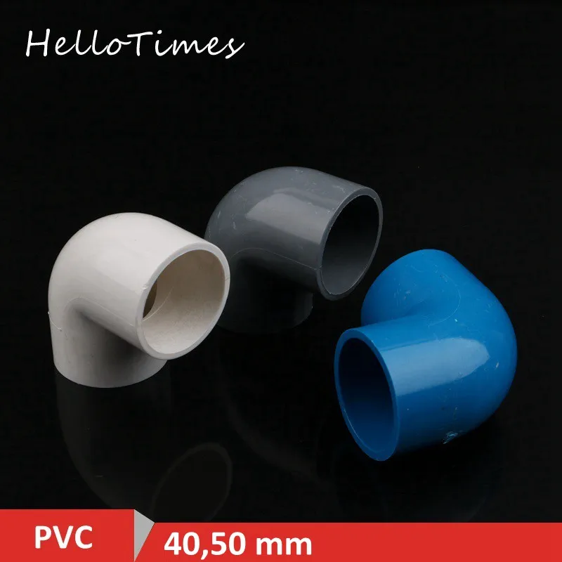 1pc PVC 40mm 50mm Water Pipe 90 Degree Equal Elbow Connector Garden Irrigation Fish Tank Joint Aquarium Adapter-animated-img