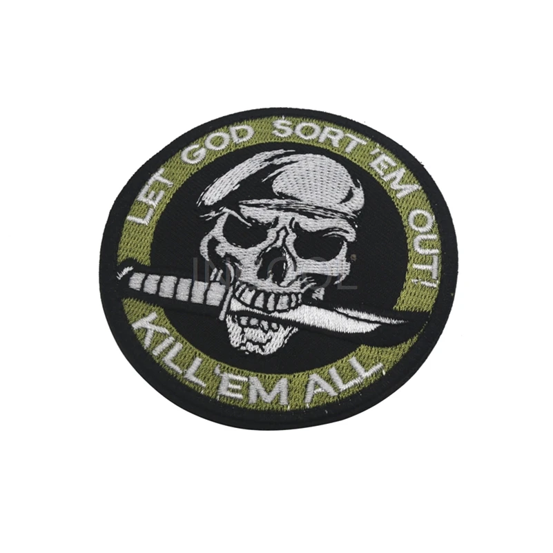 Skull Embroidered Patch Funny Buzzword Military Slogan Sticker Decal Army  Operator With Hook and Loop Tactical Patches Sewing