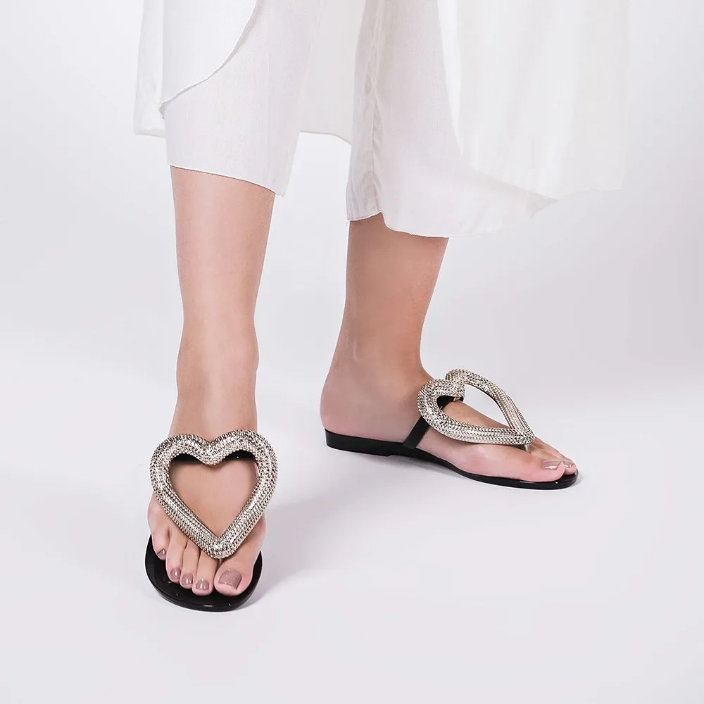 Big heart chrome jelly flip flop Clearance