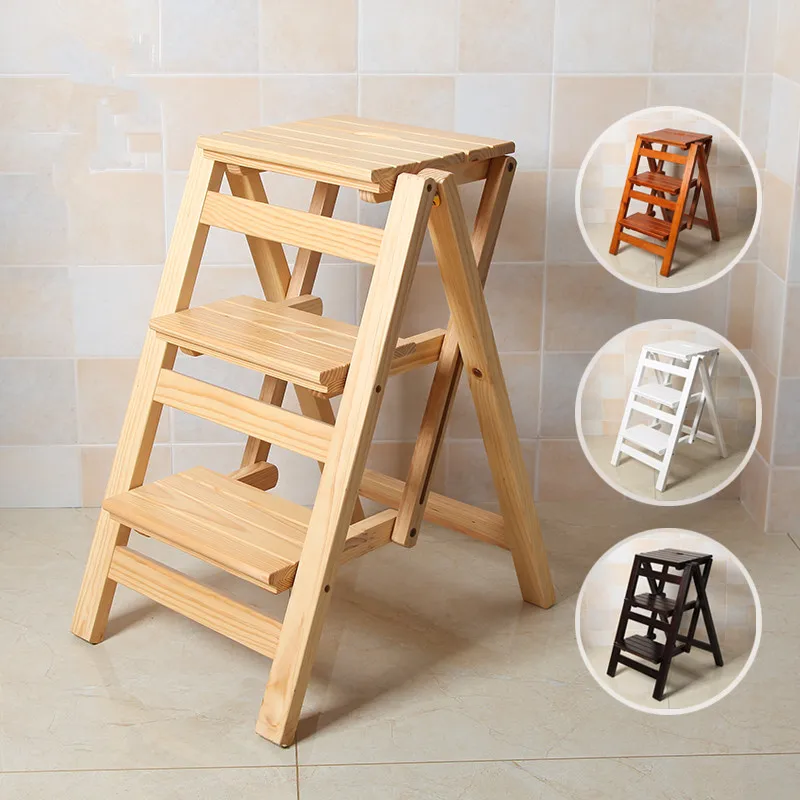 wood step stool chair