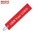 50 PCS Fashion Jewelry OEM Key Ring Keychain llaveros Safety Label Embroidery Customize Key Rings Chain for Aviation Gifts