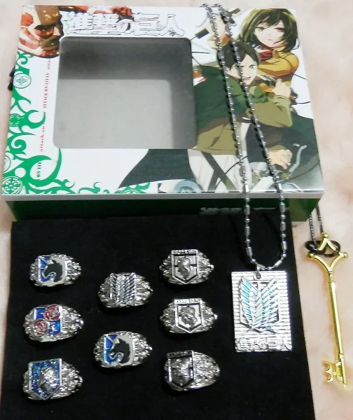 Wardian case amusement Transistor Cumpără Seturi de bijuterii & altele | Anime Attack on Titan Shingeki no  Kyojin Scouting Legion Corps Titan Ring Set necklace+Ring 10pcs/set doll  accessories