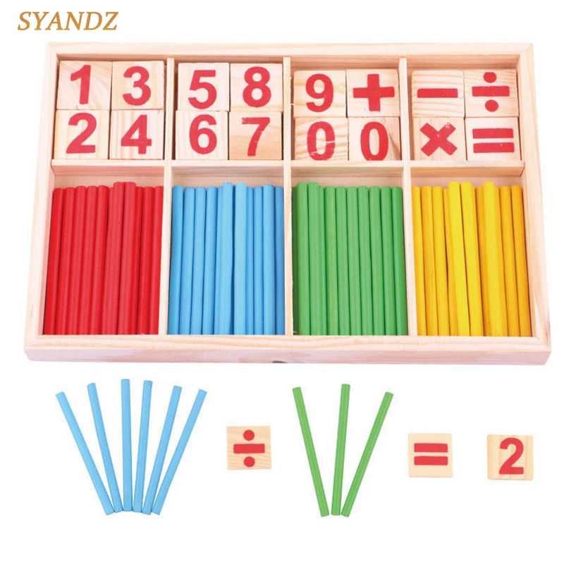 Baby Toys Counting Sticks Education Wooden Toys Building Intelligence Blocks Montessori Mathematical Wooden Box Child Gift-animated-img