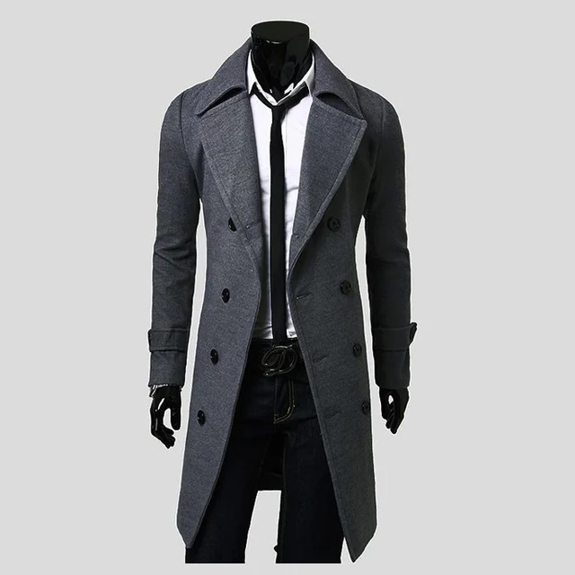 mens long grey trench coat