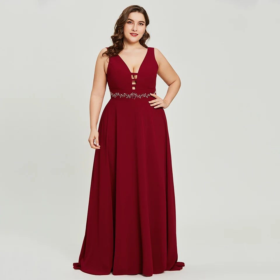 burgundy long evening dress
