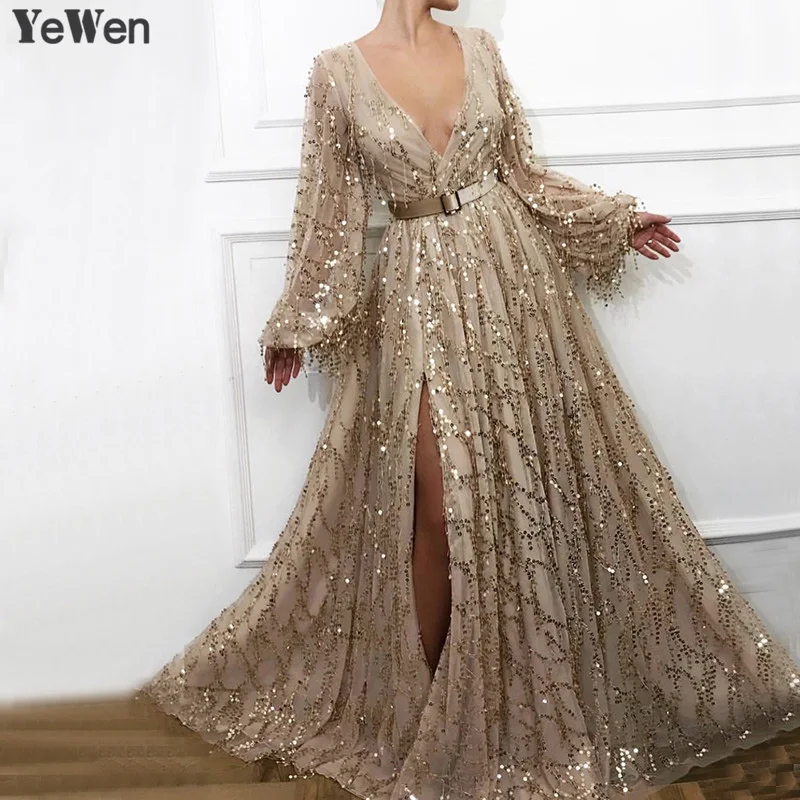 long champagne evening gown