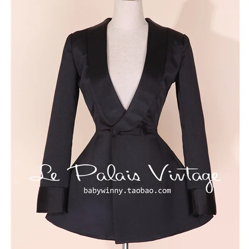 Αγορά Γυναικεία σύνολα  40- autumn women vintage 50s retro slim le smoking  blazer in black elegant veste office lady coat plus size pin up jacket