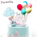 Rainbow Unicorn Cake Topper Cloud Cake Flags Birthday Kids Favors Cake Decoration Cupcake Topper for Wedding Dessert Table Decor preview-3